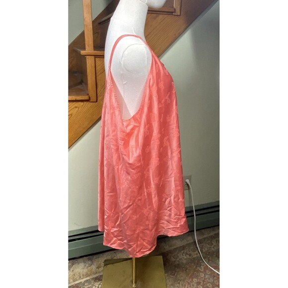 Joyspun Women's Plus Sz 3X Coral Satin Chemise Butterfly Print Adjustable Straps - Picture 5 of 8